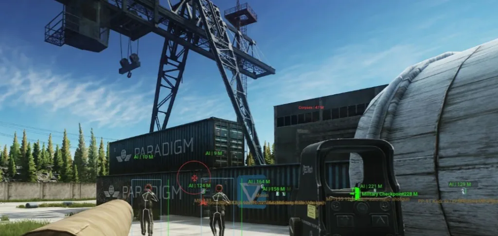 ESP player boxes in an Escape from Tarkov raid